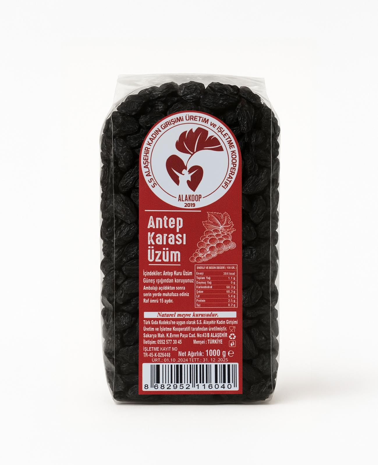 Antep Karası (Çekirdekli) Siyah Kuru Üzüm 1 kg